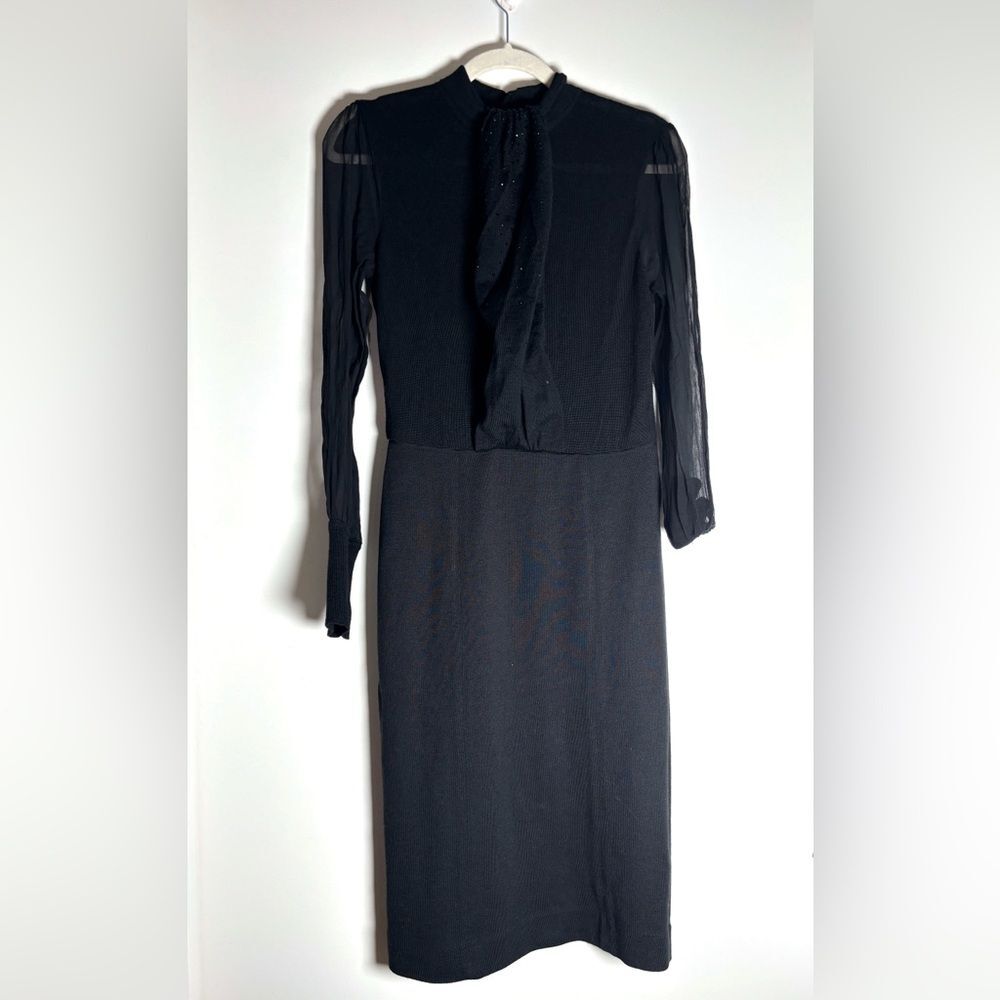 Tory Burch Black Merino Wool Long Sleeve Dress